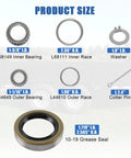 Trailer axle bearing kit (4-set) with L68149 inner bearing, L44649 outer bearing, and 1.719" grease seal.