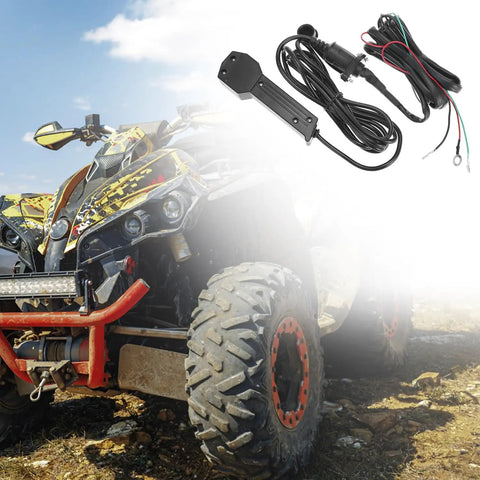 12V ATV And UTV Winch Corded Hand Controller Kit With 16 Foot Cable Wired Remote Control For Easy Winching Durable Wiring Pack Included Rugged Interlock Design For Rough Trails, wired remote and ATV