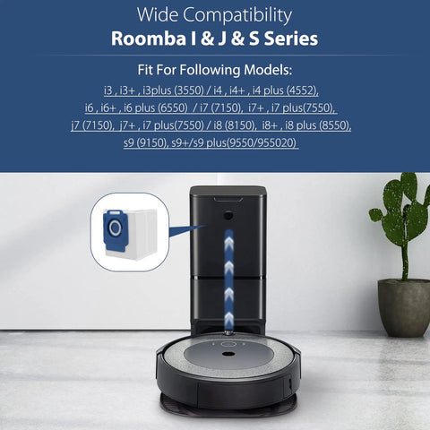 Vacuum with Clean Base showing 26 Pack Replacement Vacuum Bags For Compatible Robotic Vacuum Cleaners With Clean Base Automatic Dirt Disposal Fits I Series And S Series Models Like I7 I7Plus I8 I8Plus I3 I3Plus I4 I4Plus I6 I6Plus J7 J7Plus S9 S9Plus