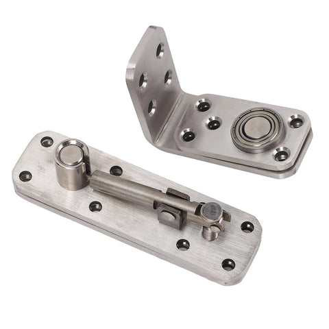 Heavy Duty 180 Degree Rotating Stainless Steel Door Hinge For Hidden Bookcase Doors Smooth Silent Pivot Swivel Hardware, close-up view.