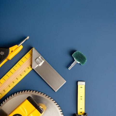Mushroom Shaped Nylon Polishing Wheels With Handle For Drill, green 50x6mm buffing pad on blue background with tools.
