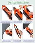 Heavy Duty Double Ended Contour Scribe Gauge With Smooth Ball Bearing Wheels And Locking Pencil Clamp demonstration steps for curved tracing.