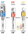Turns Your Drill Into a High Speed Nut Driver With This Impact Grade Socket Adapter Set 1/4 To 1/2 Inch Drive Includes 1/4 3/8 1/2 Inch Adapters