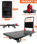 Heavy Duty Folding Platform Cart, 1600 Lbs Capacity, features 43.3 x 25.6 inch mesh deck and 6 inch wheels for easy mobility.