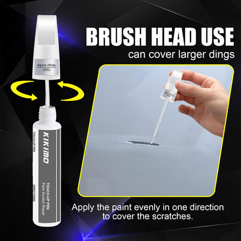 BMW Alpine White 300 Touch Up Paint Kit For BMW Cars with brush application shown covering large scratch
