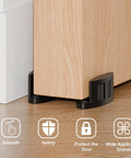 Sliding Barn Door Floor Guide With Adjustable Rollers, Double-Sided Bearing Design, Floor Mounted Black Finish, Space-Saving Aluminum Alloy