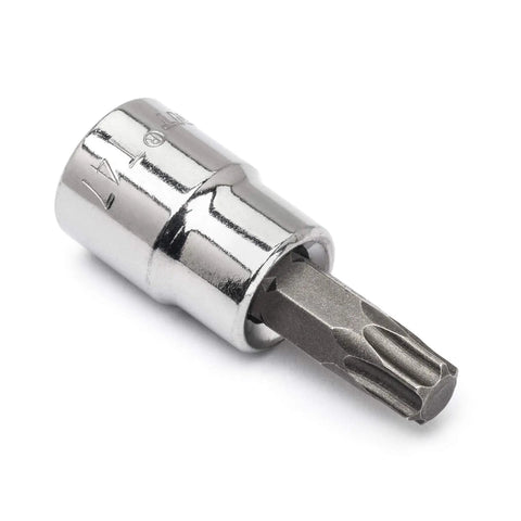 Three Eighth Inch Drive Torx Bit Socket T47 Heavy Duty Rugged Chrome Alloy Steel S2 Insert Bits Nickel Chrome Base
