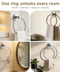 Self Adhesive Towel Ring Wall Mount Brushed Nickel SUS304 Stainless Steel Rustproof Hand Towel Holder in various rooms