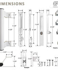 Dimensions of White Sliding Glass Door Handle Set With Sturdy Latch And No Hassle Install for patio doors.