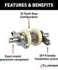 Exact-Match Replacement Gear Pack Assembly For RV Slide-Out 2.5 By 2.5 Inch Silver White Durable Replacement Component For Quick Recovery