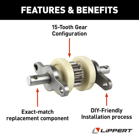 Exact-Match Replacement Gear Pack Assembly For RV Slide-Out 2.5 By 2.5 Inch Silver White Durable Replacement Component For Quick Recovery