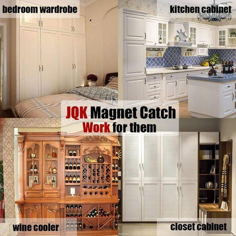 Photo of Heavy Duty Magnetic Cabinet Door Catch Set Stainless Steel Rustproof Closet Catches Hold 30 Lbs Each Ultra Slim 1.2mm Thick.