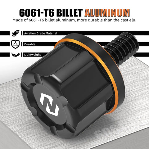 Orange Aluminum Rear Seat Bolt For Harley, Easy Install Backseat Screw, 6061 Aluminum Alloy Built Tough, close-up view