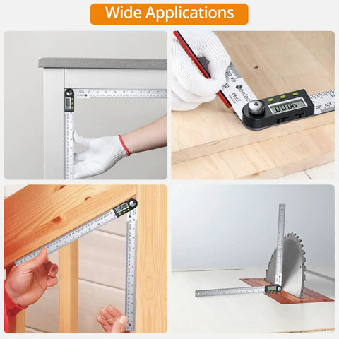 Heavy Duty Stainless Steel Digital Angle Finder And Precision Protractor Ruler in use for accurate angle measurement and layout.