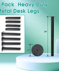 28 Inch Adjustable Metal Desk Legs Set Of 4 Heavy Duty Steel Feet For DIY Projects with black rustproof finish on display