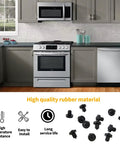 Kitchen with gas stove top surrounded by Rubber Grate Feet For Gas Stove Top Cooktop Replacement Pads 12 Pack Heat Resistant Durable Non Slip Foot Pads Bumpers To Protect Surfaces And Stabilize Grates Easy To Install, showcasing durability and ease of installation.