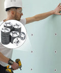 Man installing foam board with Six Hundred Pieces Foam Board Fasteners With One And One Eighth Inch Galvanized Metal Washers