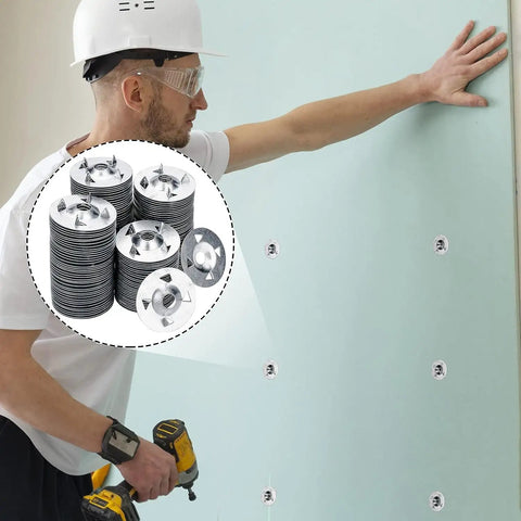 Man installing foam board with Six Hundred Pieces Foam Board Fasteners With One And One Eighth Inch Galvanized Metal Washers