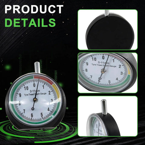 Slick Stainless Steel Tire Tread Depth Gauge Delivering Dead On Accuracy For Quick Rubber Wear Checks Pro Level Measurement Tool with dial