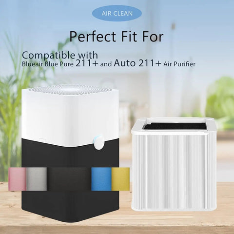 Image showing Best Fit 211 Plus Auto True HEPA Replacement Filter next to compatible air purifier highlighting foldable activated carbon.