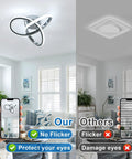 Lit Modern Ceiling Light with 6500K cool white LED metal curved design, sleek chrome finish ceiling fixture comparison