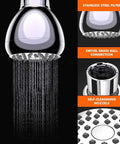 High Pressure 3 Inch Shower Head With Beast Mode Water Flow, Silver Finish, silicone nozzles, and stainless build features.