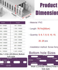 Grey PVC Wire Concealer Raceway Kit dimensions chart showing width and height options, with focus on durable trunking and snap cover.
