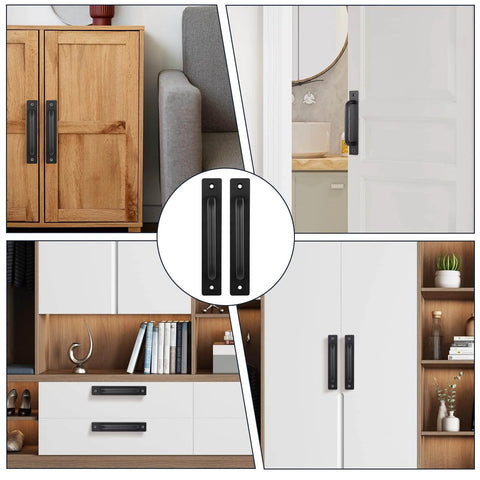 Two Pack Sliding Barn Door Handle With Plate, 7 Inch Aluminum Alloy Door Pull For Cabinet, Drawer, Gate, And Closet