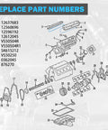 Valve Cover Gasket Set For GM V8 Engines 4.8L 5.3L 6.0L 6.2L Compatible With Chevy Silverado Suburban Tahoe Trailblazer GMC Sierra Yukon Envoy Cadillac Escalade Oil Leak Fix Replacement engine gasket diagram