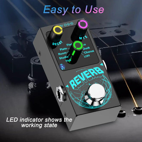Bangin Compact Digital Reverb Guitar Pedal With 9 Modes Room Hall Chorus Duck Plate Studio Echo LoFi, True Bypass
