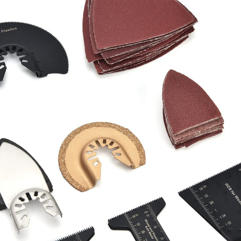 Wood Oscillating Multitool Blade Kit All-In-One 88 Piece Set For Wood And Plastic Cutting with sandpapers and blades