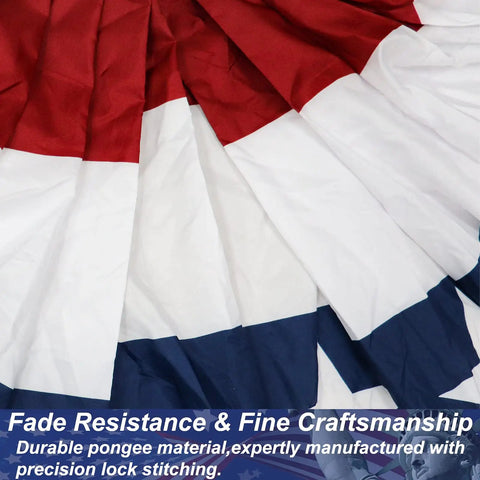 Close-up of American Pleated Flag 3x1.5 Ft Half Fan Bunting Set Of 4 For Indoor Outdoor Patriotic Decor With Red White And Blue Vibe