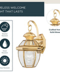 Newbury Outdoor Wall Lantern 12 Inch 1 Light Polished Brass Sconce With Clear Beveled Glass French Country Exterior Light