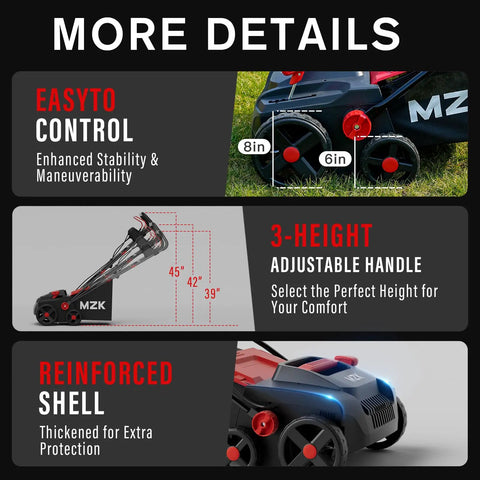 15-Inch 2-In-1 Electric Dethatcher And Scarifier With Removable 5-Position Height, showing adjustable handle and reinforced shell