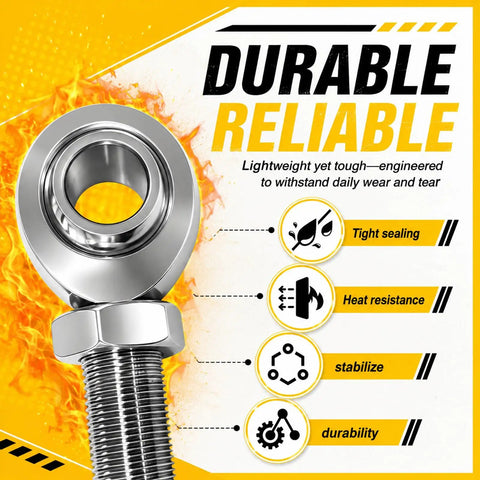 Heavy Duty 3/4 Inch Heim Joint Rod Ends Kit With Jam Nut For Steering And Suspension Upgrades showcased with close-up details.