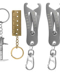 Bolt Size Finder Keychain Set With Mini Vernier Calipers And Ruler SAE Five Sixteenths To One Inch And Metric Eight To Twenty Five Millimeters Nut And Bolt Size Checker Portable Handy DIY Thread Gauge Two Pack Fathers Day Gift. - Image showing two bolt size checkers and keychains with rulers.
