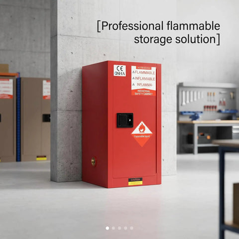 Heavy Duty 34 Gallon Flammable Safety Cabinet Rock Solid American Steel Workhorse OSHA Compliant Antistatic Grounding Fire Resistant Workshop Garage Storage Locker