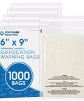 Six By Nine Inch Self Seal Clear Poly Bags 1000 Count Bulk Pack With Suffocation Warning For Packaging And Shipping box