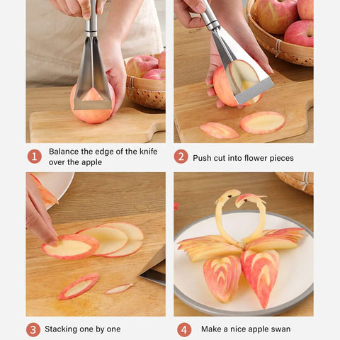 Non Slip Fruit Carving Knife With V Shape Channel And Triangular Blade For Precise Diy Food Art In The Kitchen Sharp Engraving Tool For Home Cooks Easy Grip Handle Versatile Vegetable And Fruit Carving Tool used to create apple swan
