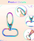 Dope Rainbow Bag Hardware Set Featuring Swivel Hooks D Rings And Tri Glide Buckles For DIY Crafts Purse Straps Dog Collars with colorful swivel hook