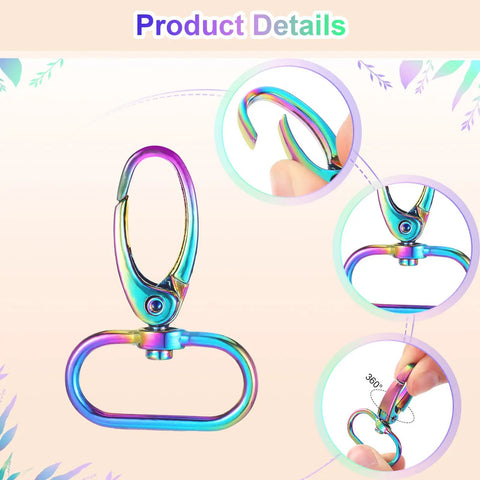 Dope Rainbow Bag Hardware Set Featuring Swivel Hooks D Rings And Tri Glide Buckles For DIY Crafts Purse Straps Dog Collars with colorful swivel hook