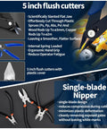 5 inch flush cutters from the 78 Piece Gundam Model Tools Kit For Building And Repairing Plastic Models with ergonomic hand grip.