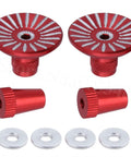 Red umbrella style transmitter gimbal sticks, CNC machined, with washers for remote controllers M3 thread upgrade.