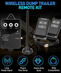 Beefed Up Long Range Wireless Dump Trailer Remote Control Kit For 12V Hydraulic System with antenna and controller on display