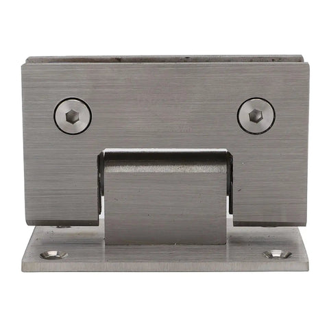 Heavy Duty Stainless Steel Shower Door Hinges with 90 Degree Auto Close for Frameless Glass Doors 8mm to 12mm front view