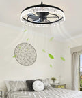 Low Profile Ceiling Fan With Lights Remote Control Modern Flush Mount Dimmable LED Six Speeds With Timing For Bedroom And Kitchen