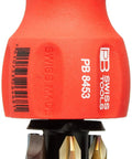 Stubby Multi Bit Screwdriver Set With Magnetic Bit Holder And Integrated Bit Magazine Slotted Flat 3 Phillips 1 2 Torx T15 T20 T25 Grippy Ergonomic Grooved Handle For Wet Or Oily Surfaces, shown with included bits