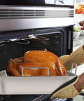 Stainless Steel Roasting Pan Set 16 Inch With V Rack And Cooling Rack For Roasting Turkey Lasagna And More Heavy Duty Oven Bakeware