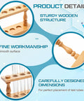 Product Details of Durable Beech Wood Test Tube Rack Holds 12 Tubes Up To 22mm Diameter with sturdy wooden structure and fine workmanship.