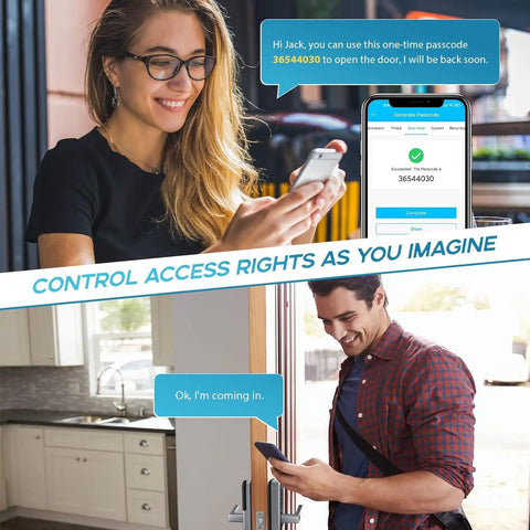 User interacting with app for Drop The Clunky Keys On This Hassle Free Smart Door Lock With Fingerprint Scanner And Keypad Digital Entry.